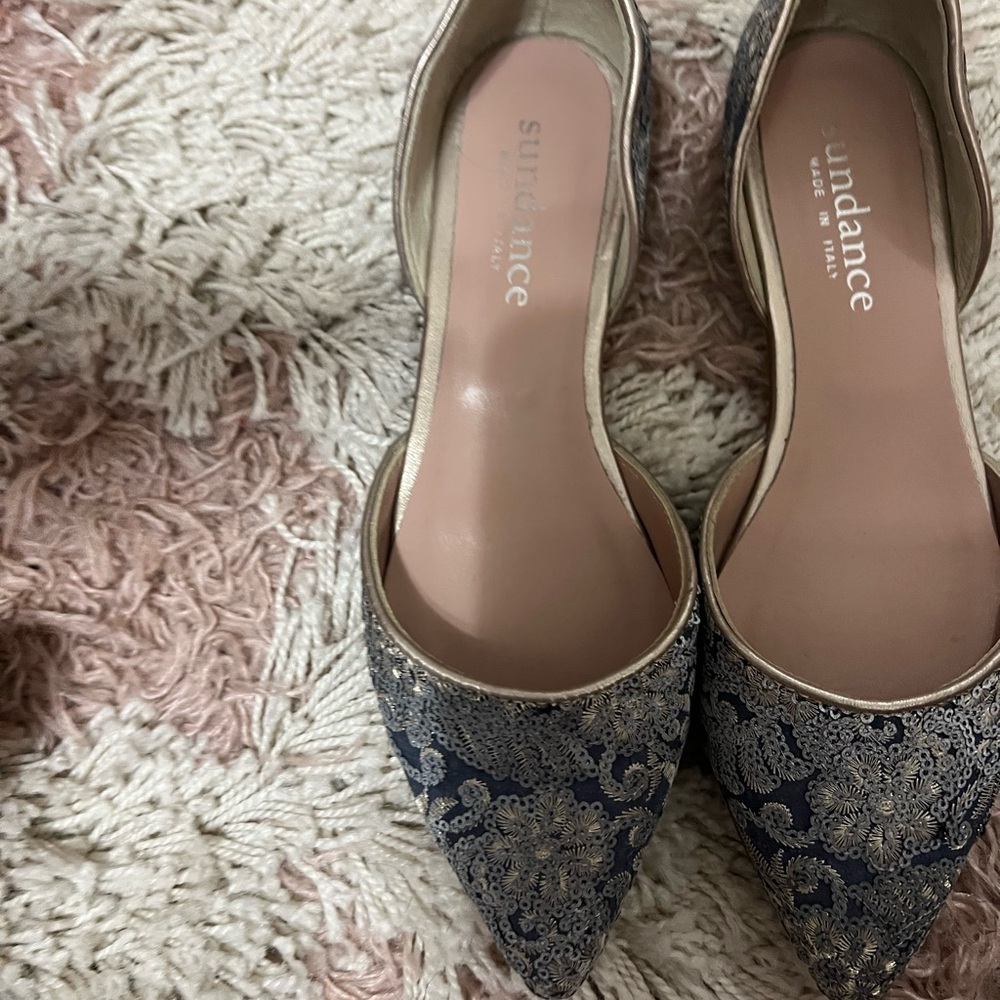 Sundance Serenade Sequined Blue Flats - Picture 3 of 8